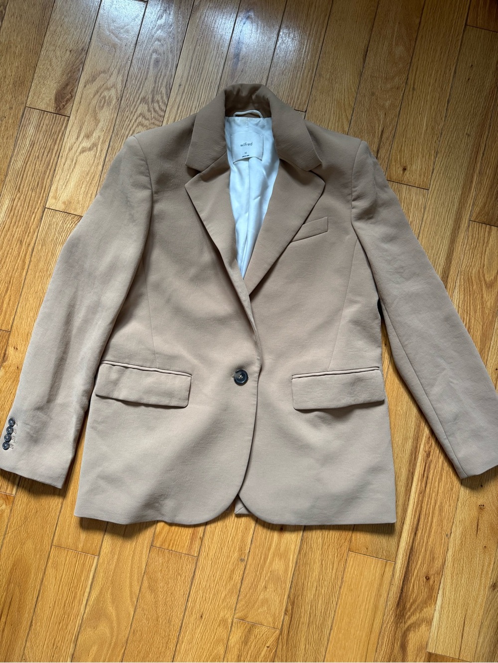 Aritzia Taupe Single-Button Tailored Blazer